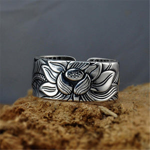 Bague Sutra du Lotus Argent 999 - Bijoux GoHappy