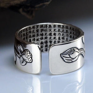 Bague Sutra du Lotus Argent 999 - Bijoux GoHappy