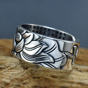 Bague Sutra du Lotus Argent 999 - Bijoux GoHappy
