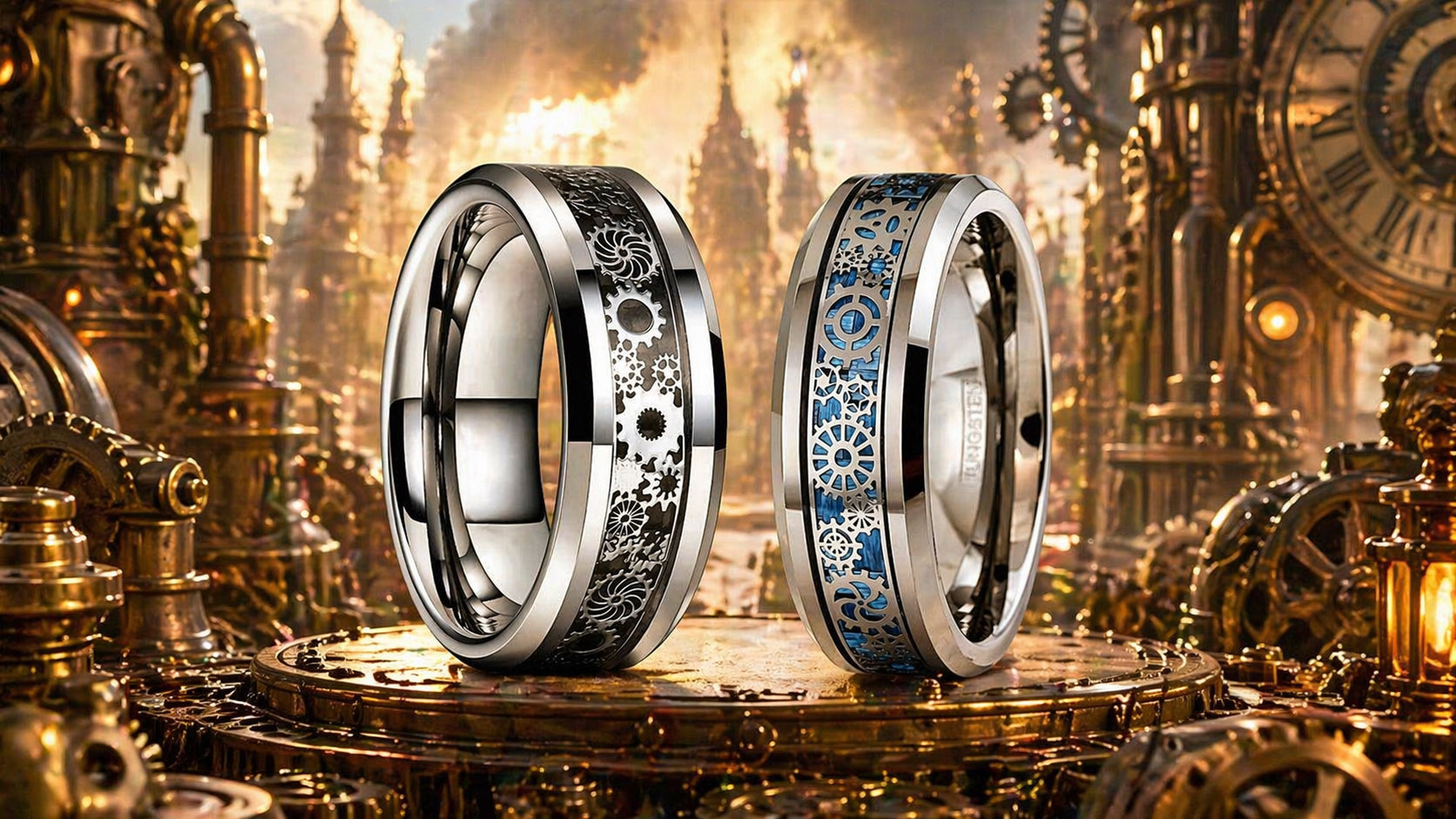 GoHappy Bagues homme en acier, tungstène, argentées ou dorées