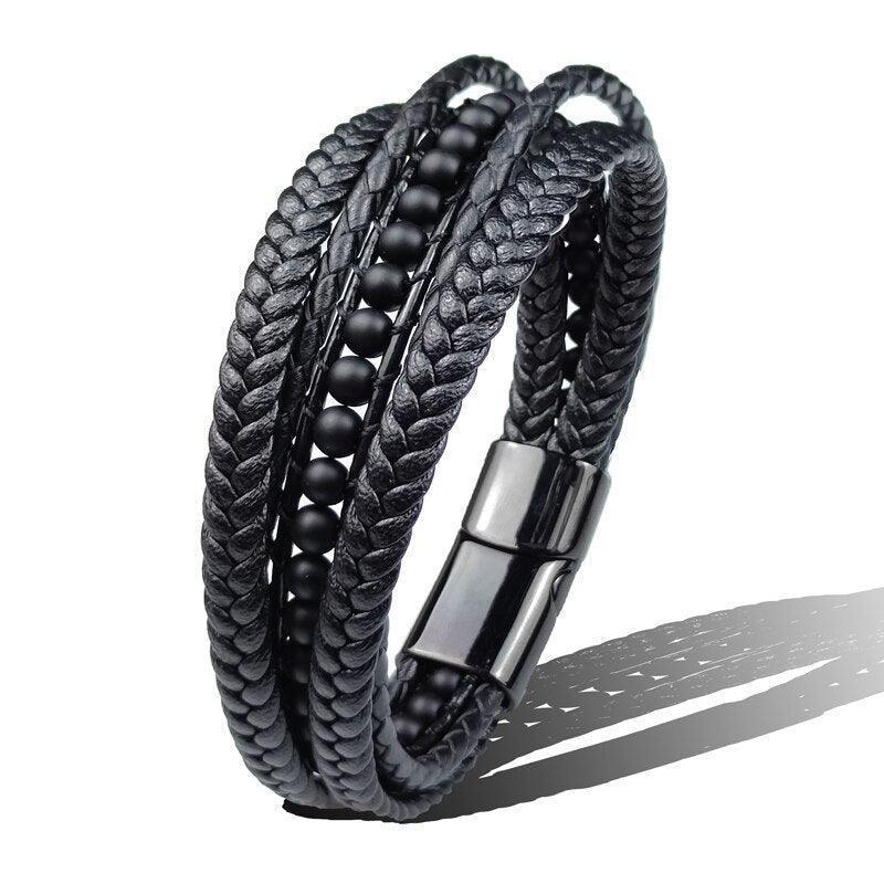 Bracelet Cuir Homme Black Series - Bijoux GoHappy