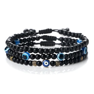Bracelet de Perles d'Obsidienne Mauvais Œil - Bijoux GoHappy
