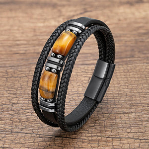Bracelets en cuir Oeil de tigre - Bijoux GoHappy