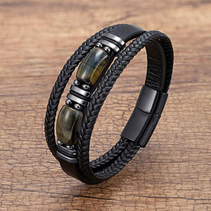 Bracelets en cuir Oeil de tigre - Bijoux GoHappy
