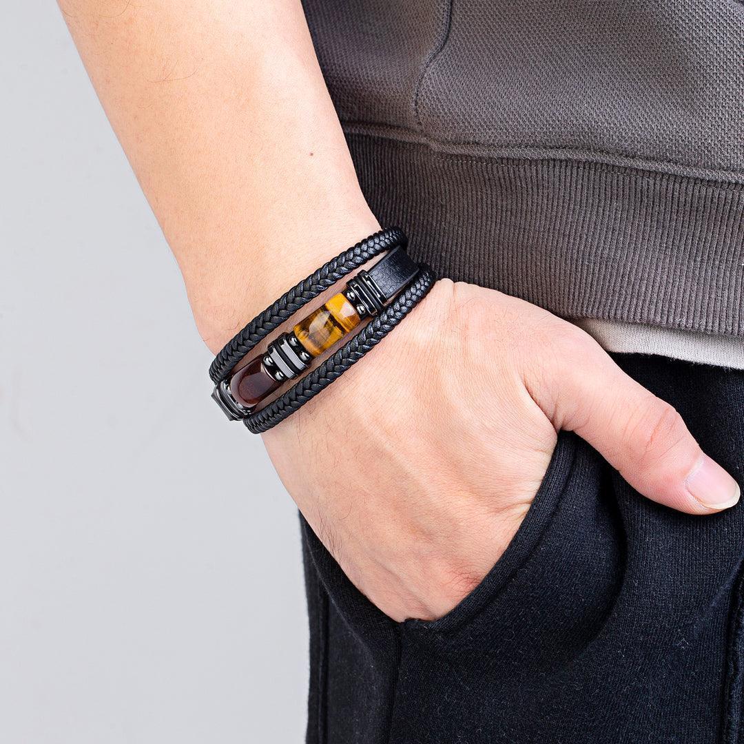 Bracelets en cuir Oeil de tigre - Bijoux GoHappy