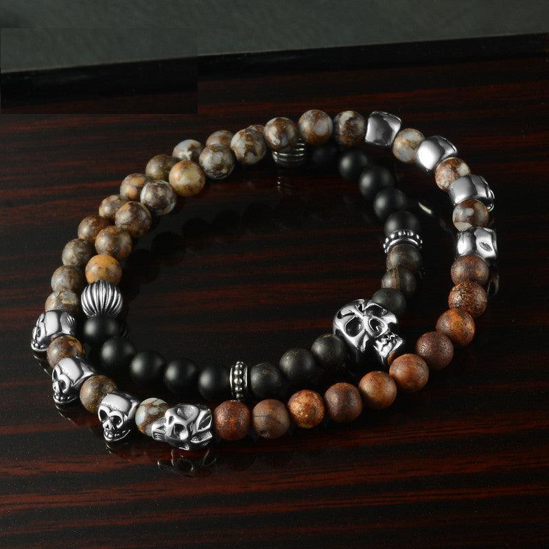 bracelet bijoux pour homme pierres naturelles cuir acier