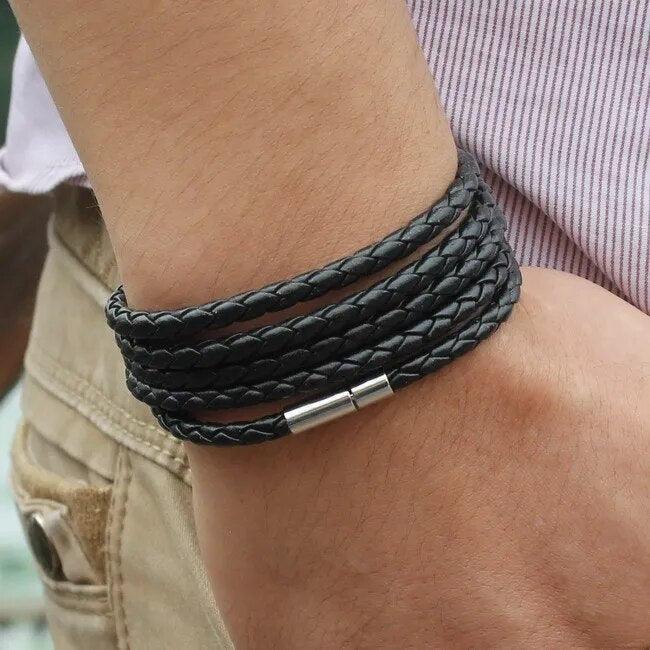 Bracelet Lanière en cuir tressé - Bijoux GoHappy