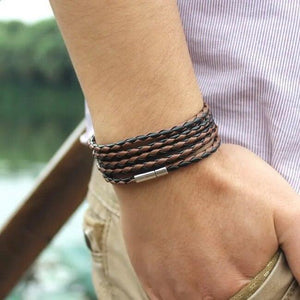 Bracelet Lanière en cuir tressé - Bijoux GoHappy