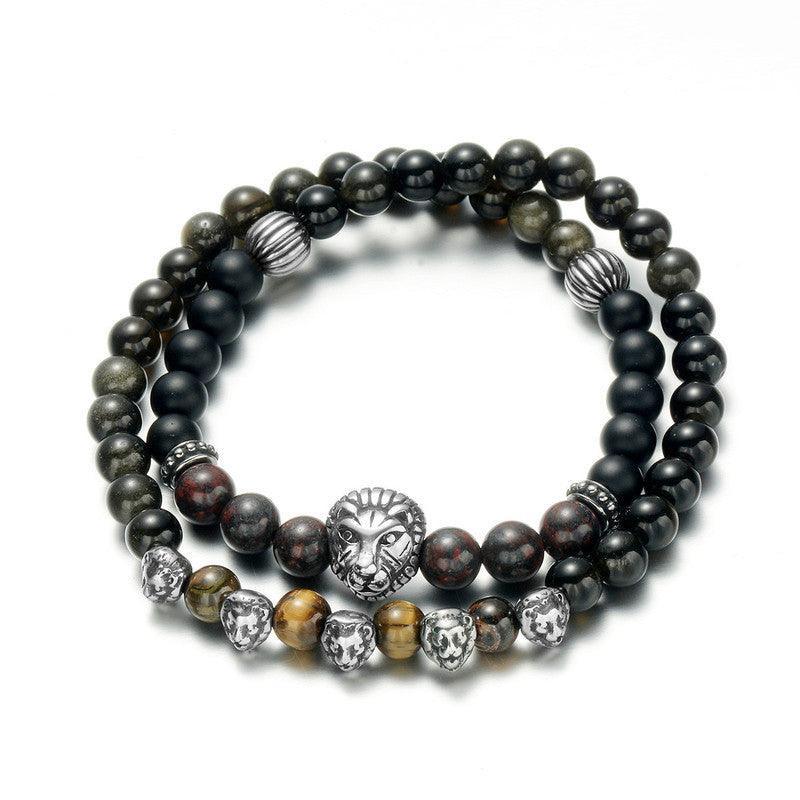 Bracelet Multi-couches en Pierres Naturelles Lion