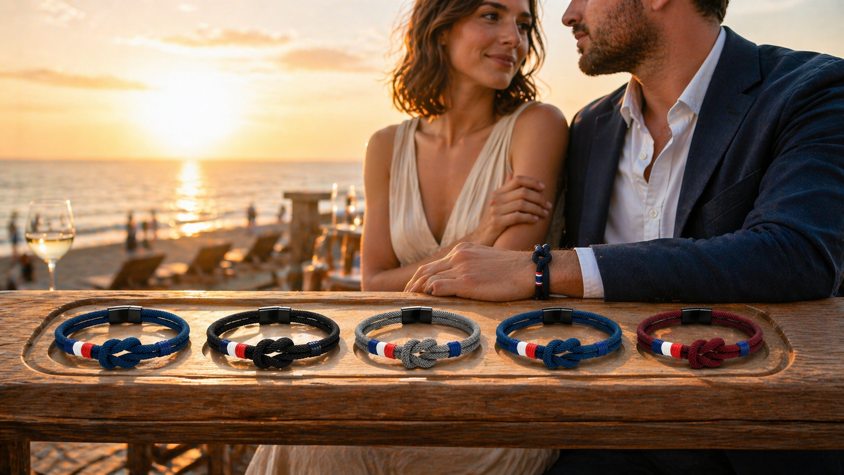 Le Bracelet Français corde tricolore acier inoxydable