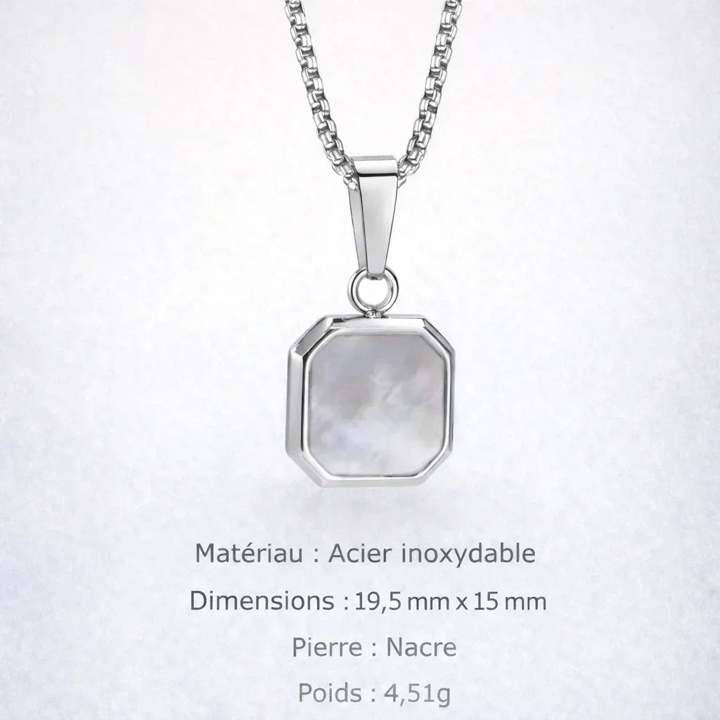 Collier Acier Pierre Naturelle Pendentif Tendance - collier homme GoHappy