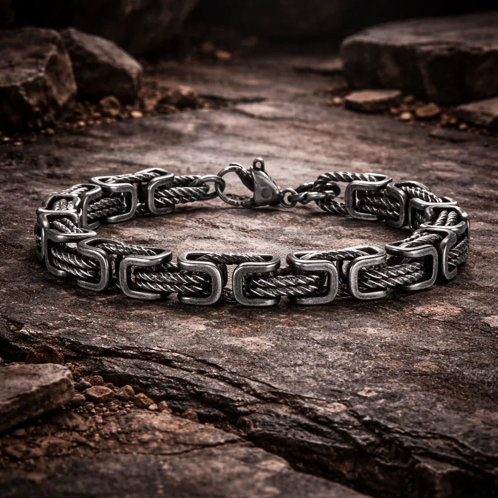 Bracelet Homme Maillons Épais Acier Street Style Gris Argenté Rock - bracelets métal homme GoHappy