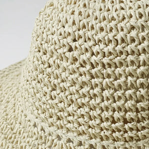 Chapeau Seau Paille Crochet Femme Pliable Protection UV - chapeau de plage GoHappy