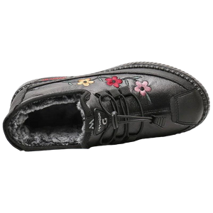 Baskets d'hiver brodées fleurs - Chaudes et confortables