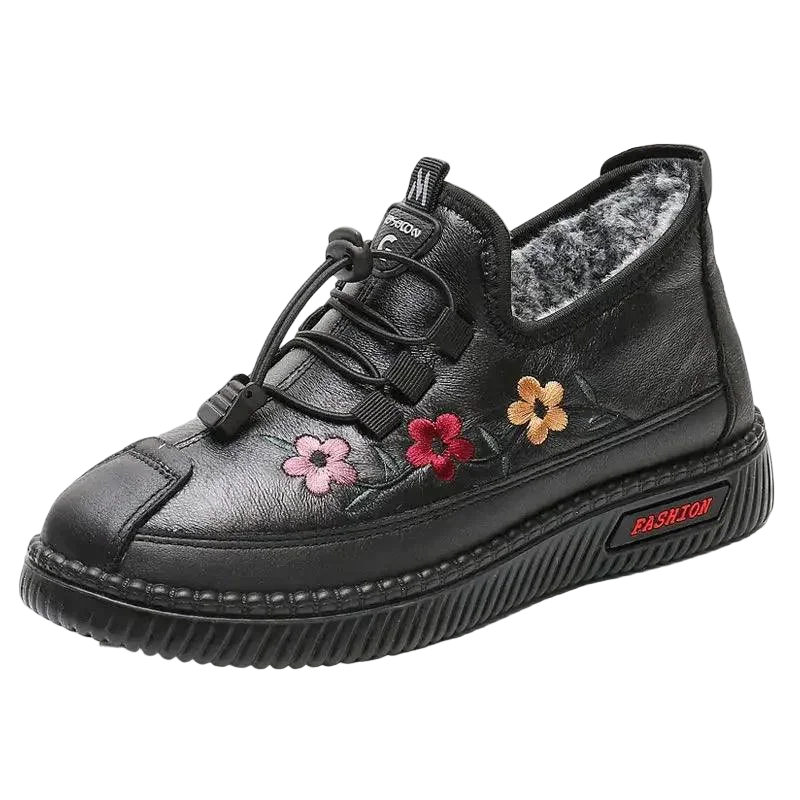 Baskets d'hiver brodées fleurs - Chaudes et confortables - chaussures de sport, sneakers GoHappy
