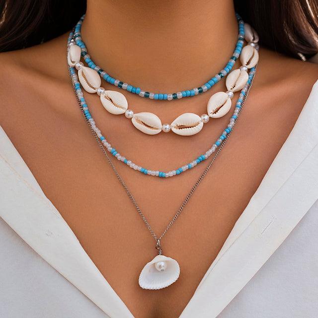 Collier perles en coquillage et acrylique - Bijoux GoHappy