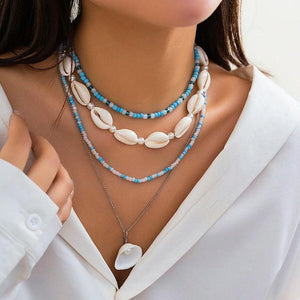 Collier perles en coquillage et acrylique - Bijoux GoHappy