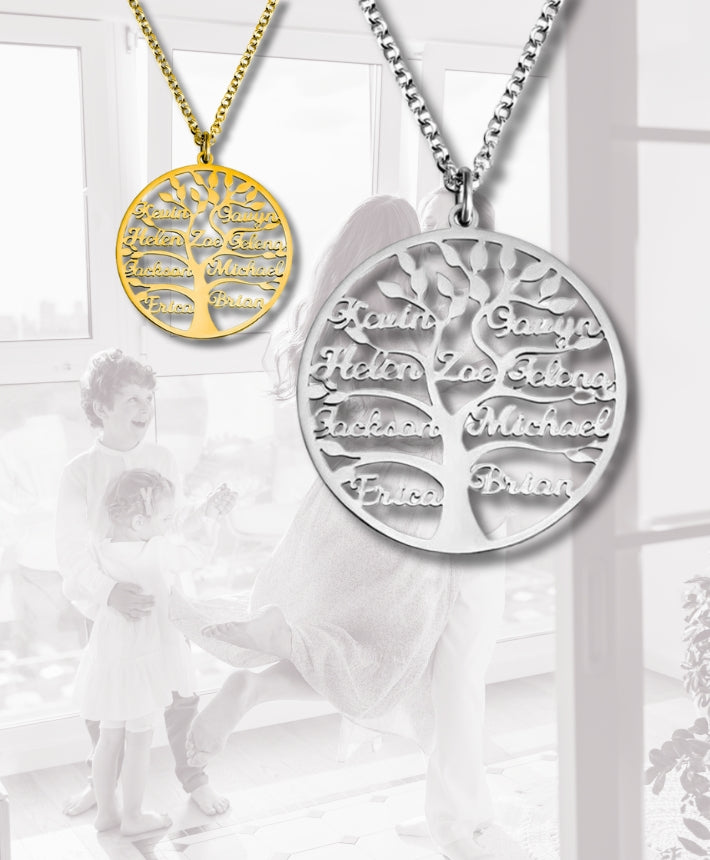 offrir un collier avec tous les prénoms de la famille - bijoux en cuir et acier