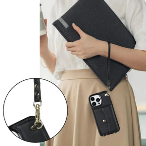 Coque iPhone Portefeuille Bandoulière Multifonction Cuir Élégante - coque pour smartphone GoHappy