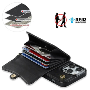 Coque iPhone Portefeuille Bandoulière Multifonction Cuir Élégante - coque pour smartphone GoHappy