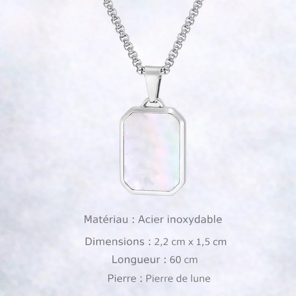 Collier Acier Pierre Naturelle Pendentif Tendance - collier homme GoHappy