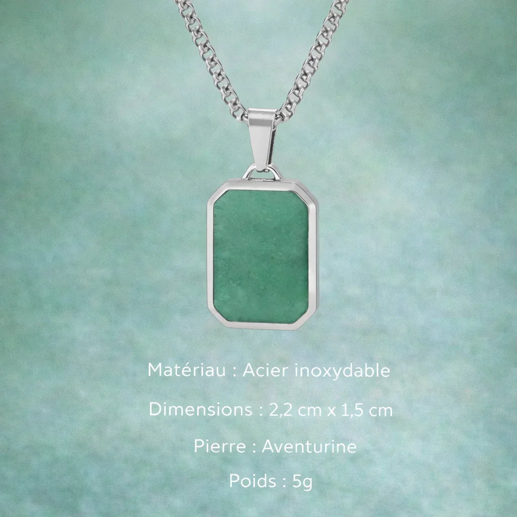 Collier Acier Pierre Naturelle Pendentif Tendance - collier homme GoHappy