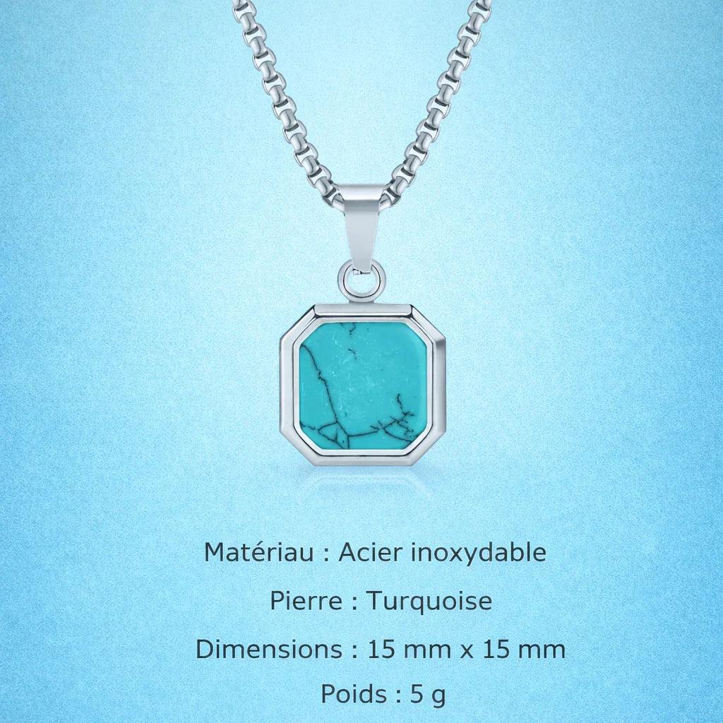 Collier Acier Pierre Naturelle Pendentif Tendance - collier homme GoHappy