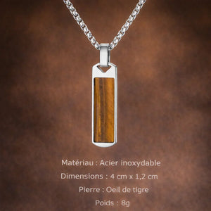 Collier Acier Pierre Naturelle Pendentif Tendance - collier homme GoHappy