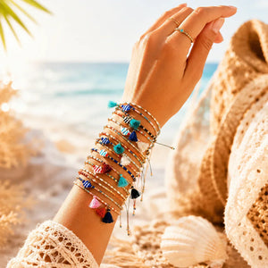 Bracelet femme boho perles Miyuki pompon coloré - bracelet perles GoHappy