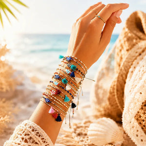 Bracelet femme boho perles Miyuki pompon coloré - bracelet perles GoHappy