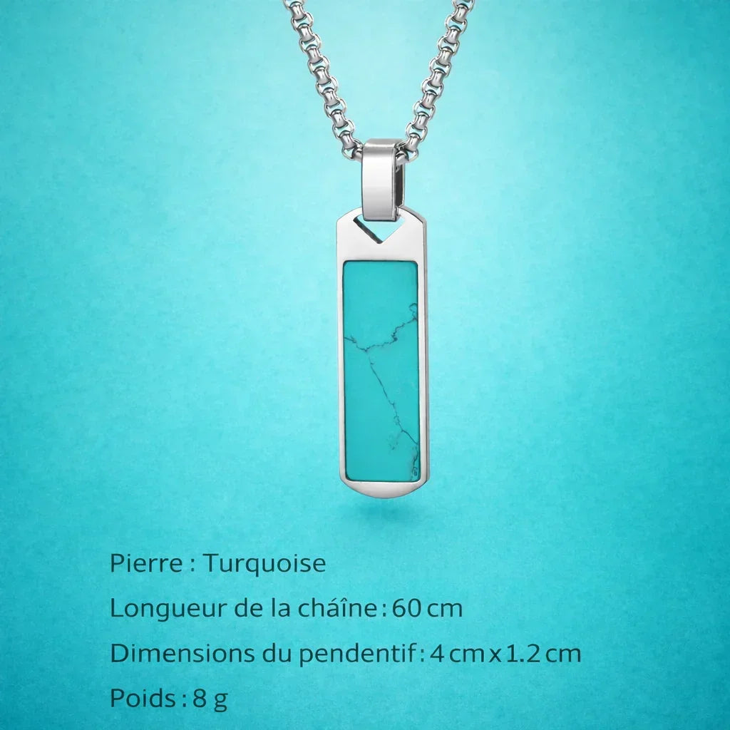 Collier Acier Pierre Naturelle Pendentif Tendance - collier homme GoHappy