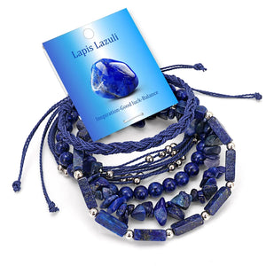 Bracelets Pierres Naturelles Empilables Set 3-5 Bohème 19cm - bracelets en pierres femme GoHappy
