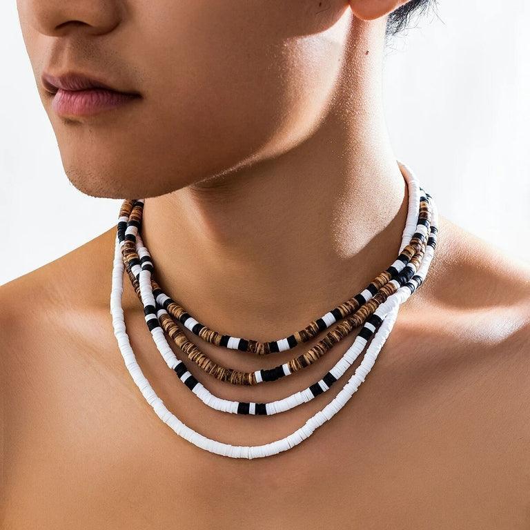 Collier Bois naturel et Heishi Style Africain, Surf - Bijoux GoHappy