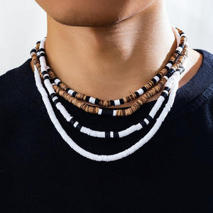 Collier Bois naturel et Heishi Style Africain, Surf - Bijoux GoHappy