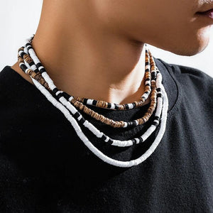 Collier Bois naturel et Heishi Style Africain, Surf - Bijoux GoHappy