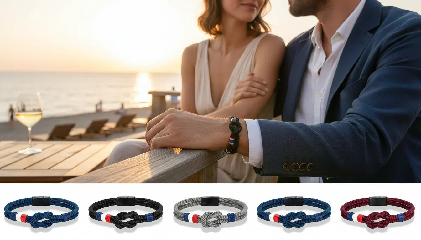 Le Bracelet Français corde tricolore acier inoxydable - bracelet corde homme GoHappy