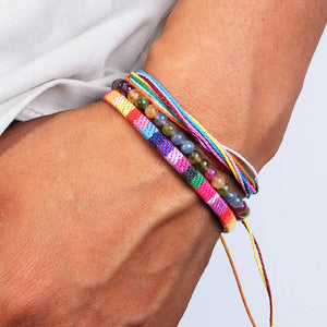 Nomad Trio Carnaval Multicolore lot de trois bracelets tressés et perles