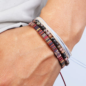 Nomad Trio Prune Chic lot de trois bracelets tressés et perles