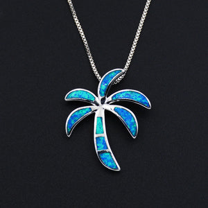 Collier Ocean Dream Tropica · Palmier bleu effet opale