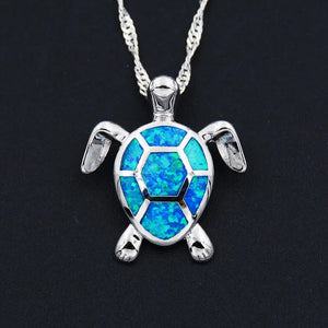 Collier Ocean Dream Talia · Tortue bleue effet opale