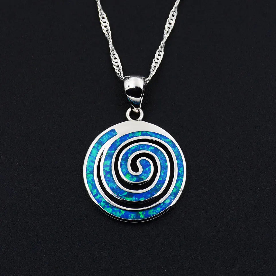 Collier Ocean Dream Nautia · Spirale bleue effet opale