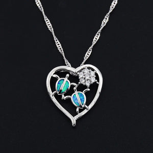 Collier Ocean Dream Tendresse · Cœur tortues effet opale