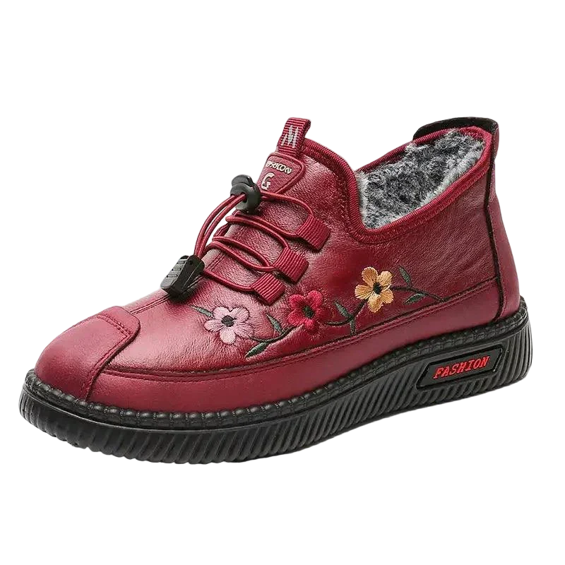 Baskets d'hiver brodées fleurs - Chaudes et confortables - chaussures de sport, sneakers GoHappy