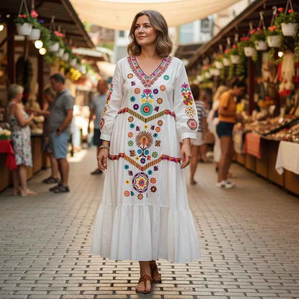 Robe d'Été Brodée Élégance Bohème - Robes GoHappy