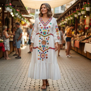Robe d'Été Brodée Élégance Bohème - Robes GoHappy