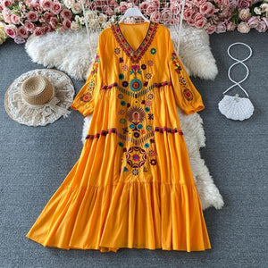 Robe d'Été Brodée Élégance Bohème - Robes GoHappy