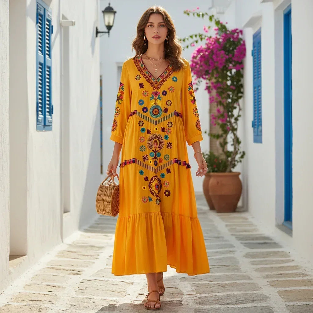 Robe d'Été Brodée Élégance Bohème - Robes GoHappy