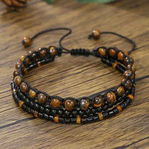 Sahara bracelet homme multirang œil-de-tigre sur bois