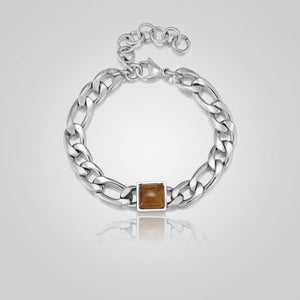 Bracelet Tiger Link argenté présenté à plat avec sa rallonge