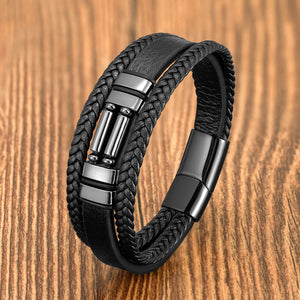 Bracelet Urban Stone multirang noir, vue du modèle 4